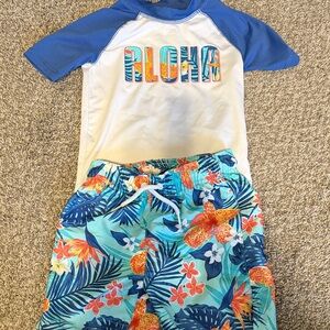 Sporto Kids Swim Rashguard Set - Blue and Orange